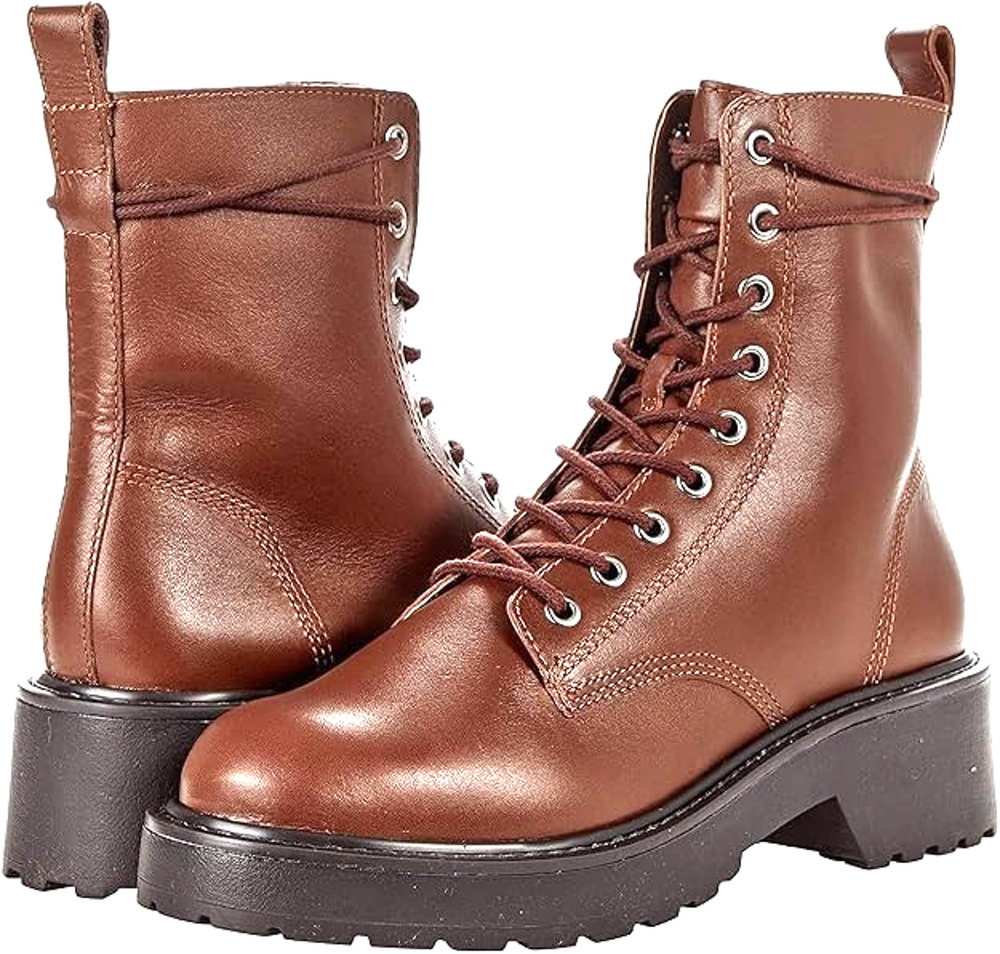 Steve Madden Women’s Tornado Brown Leather Combat Boots Size 10 M Chunky Lug